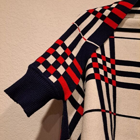 Cherie Bliss Shaw Scarf Shrug sweater top, plaid with fringe womens one size - Picture 4 of 8